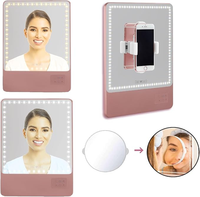 Riki Skinny Duo Lighted Mirror - Travel Makeup Mirror with Lights and 5X Magnification | Portable... | Amazon (US)
