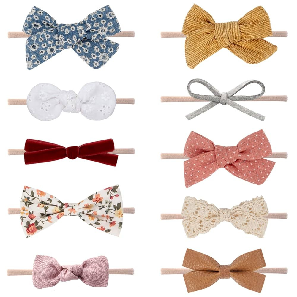 Baby Girl Headbands and Bows, Newborn Infant Toddler Nylon Hairbands Hair Accessories | Amazon (US)