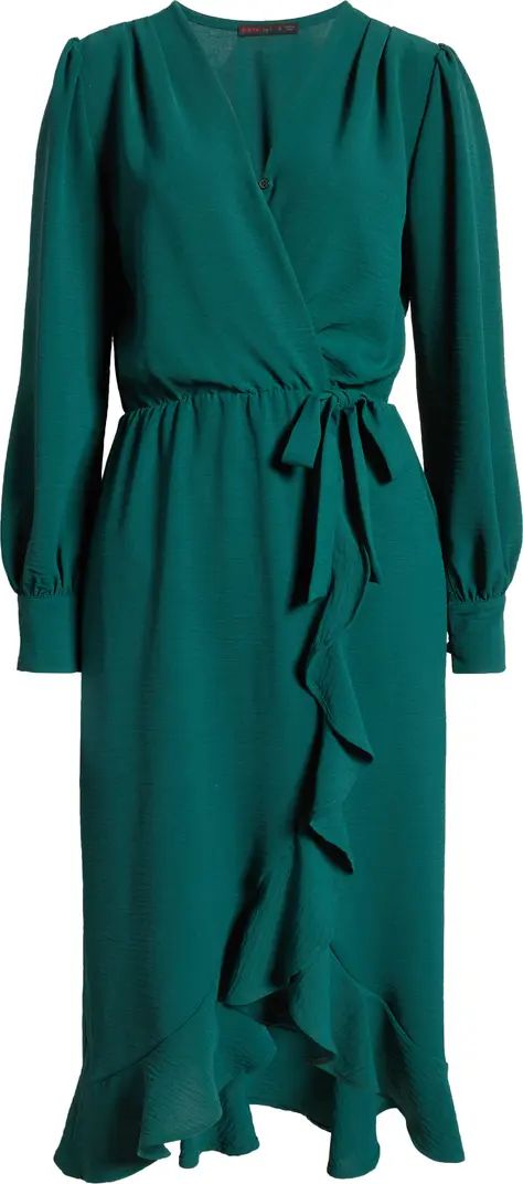 Fraiche by J Faux Wrap Ruffle Long Sleeve Dress | Nordstrom | Nordstrom