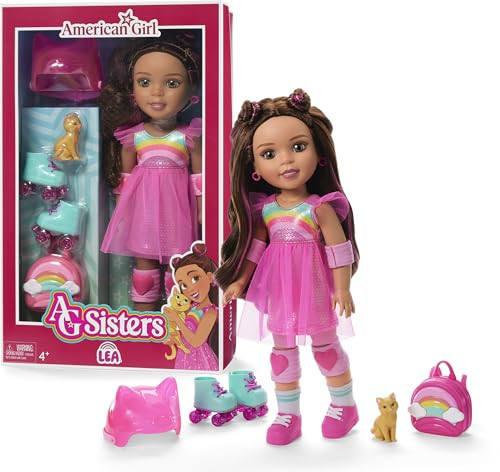 American Girl, AG Sisters Lea Doll, with Hazel Eyes, Long Wavy Brown Hair with Hot-Pink Highlights, 14.5", Ages 4+ | Amazon (US)