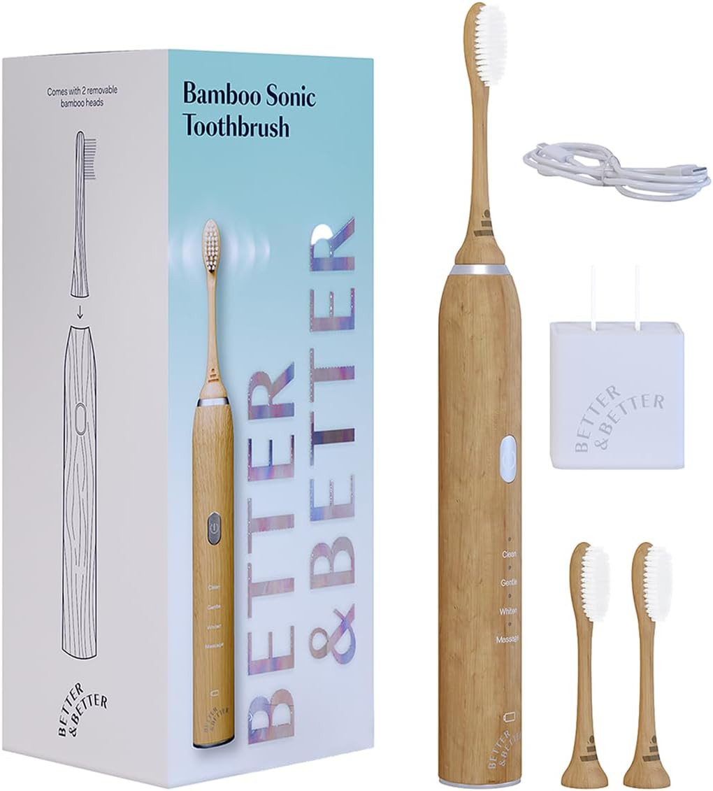 Better & Better Sonic Bamboo Electric Toothbrush for Adults | Rechargeable Electric Bamboo Toothb... | Amazon (US)