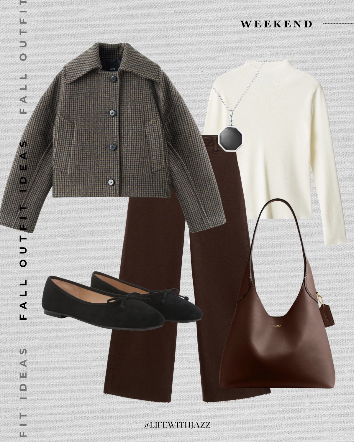 fall outfit idea: weekend

fall style, fall fashion, short coat, white mockneck long sleeve top, brown wide leg pants, suede ballet flats, coach brooklyn tote, casual style, minimal & chic 

 

#LTKSeasonal #LTKSaleAlert #LTKStyleTip