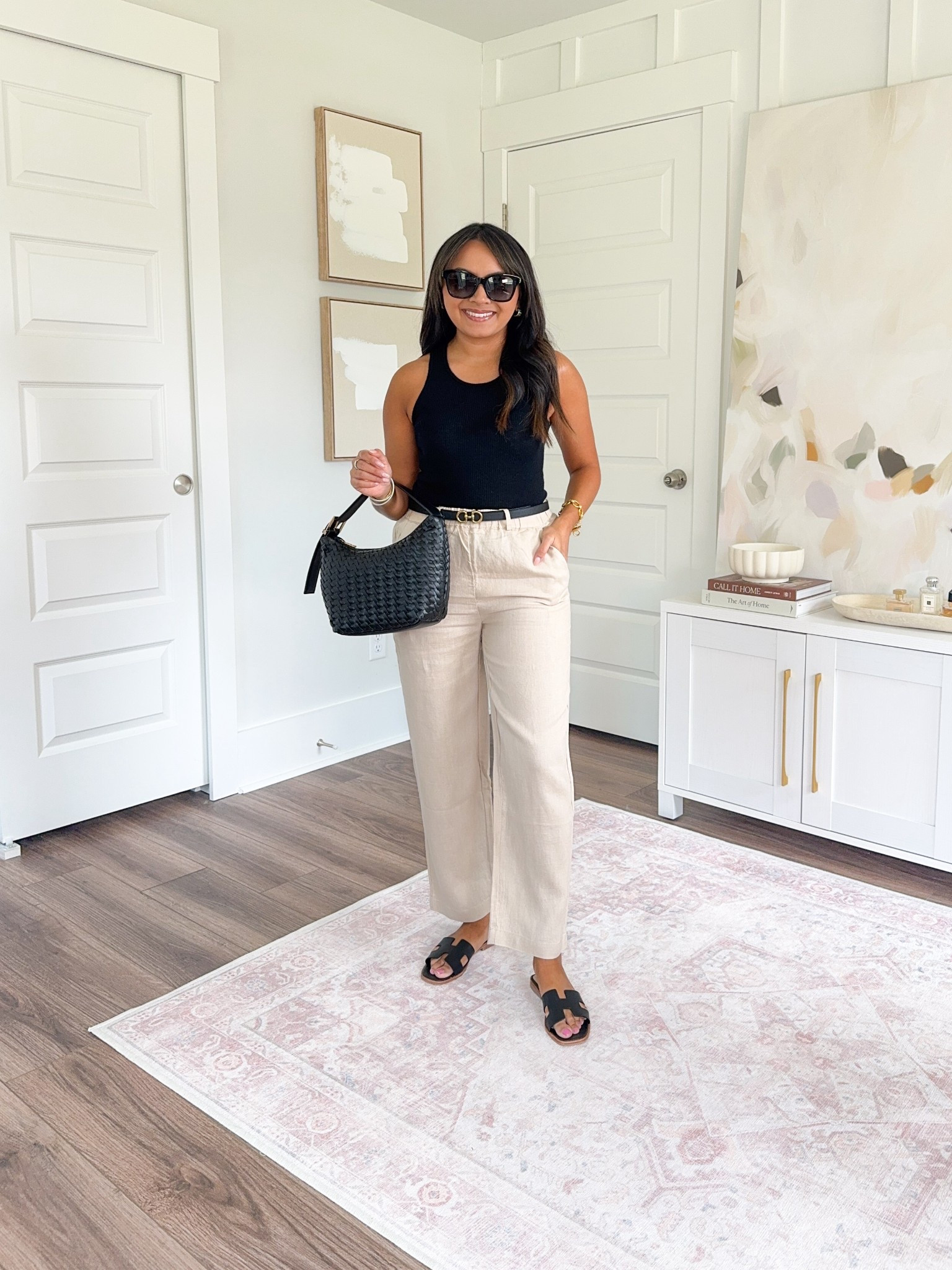 Europe & Summer Capsule Wardrobe
Black cashmere tank size xs TTS
Tan Driftwood linen pants size xs TTS
Black and brown reversible belt size xs TTS
Black sandals size 5.5 TTS


#LTKTravel #LTKPetite #LTKStyleTip