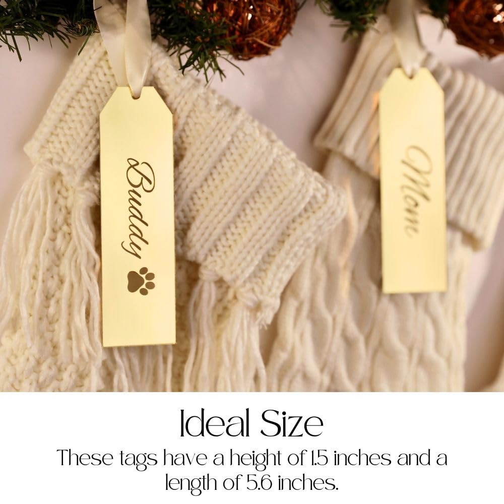 Gold Acrylic Christmas Stocking Name Tag Personlaized (Script Font, Gold) | Amazon (US)