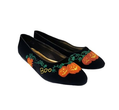 Vtg Mootsies Tootsies Halloween Ballet Flats Slippers Pumpkins Black Cats 10 | eBay US