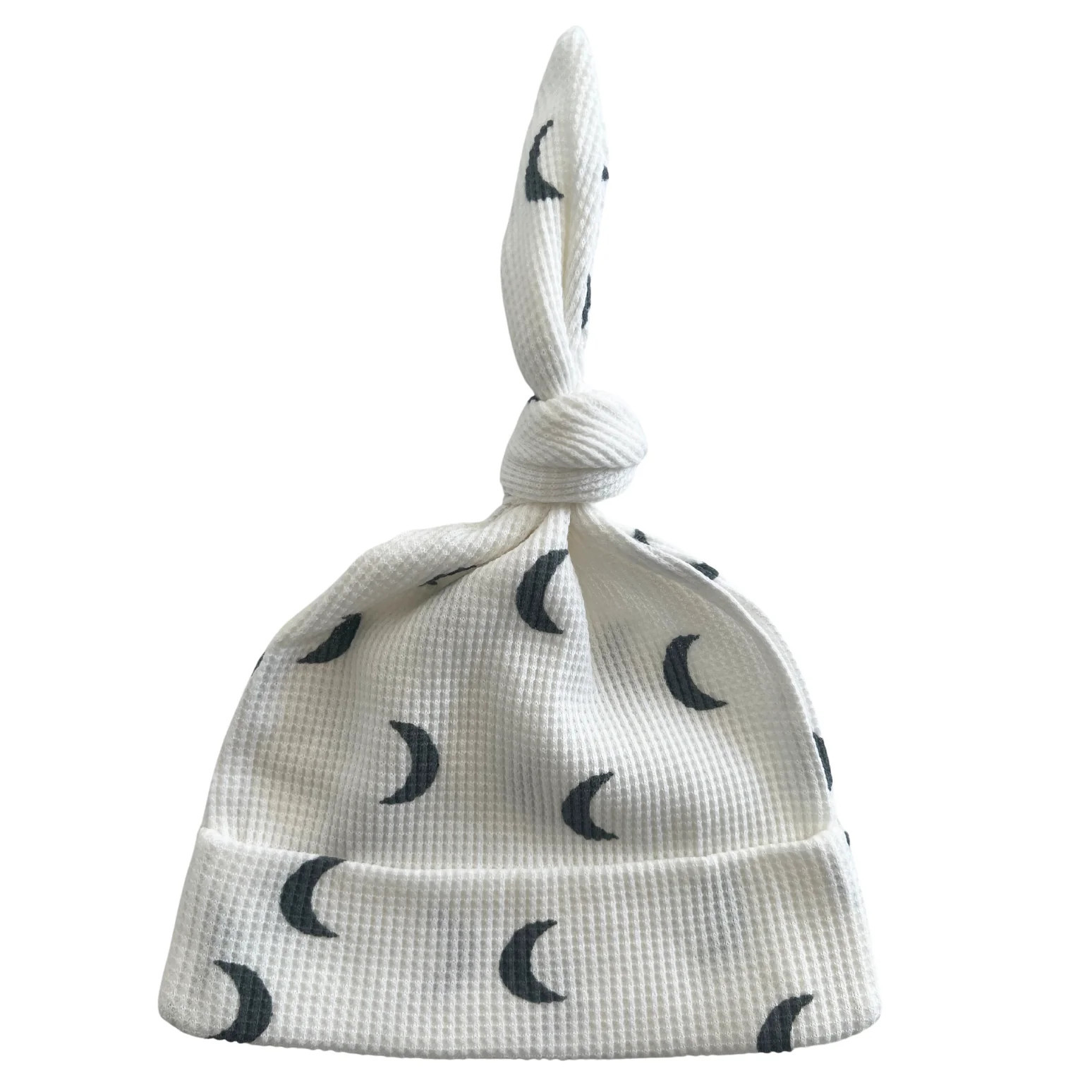 Organic Waffle Knot Beanie, White/Blue Moon | SpearmintLOVE
