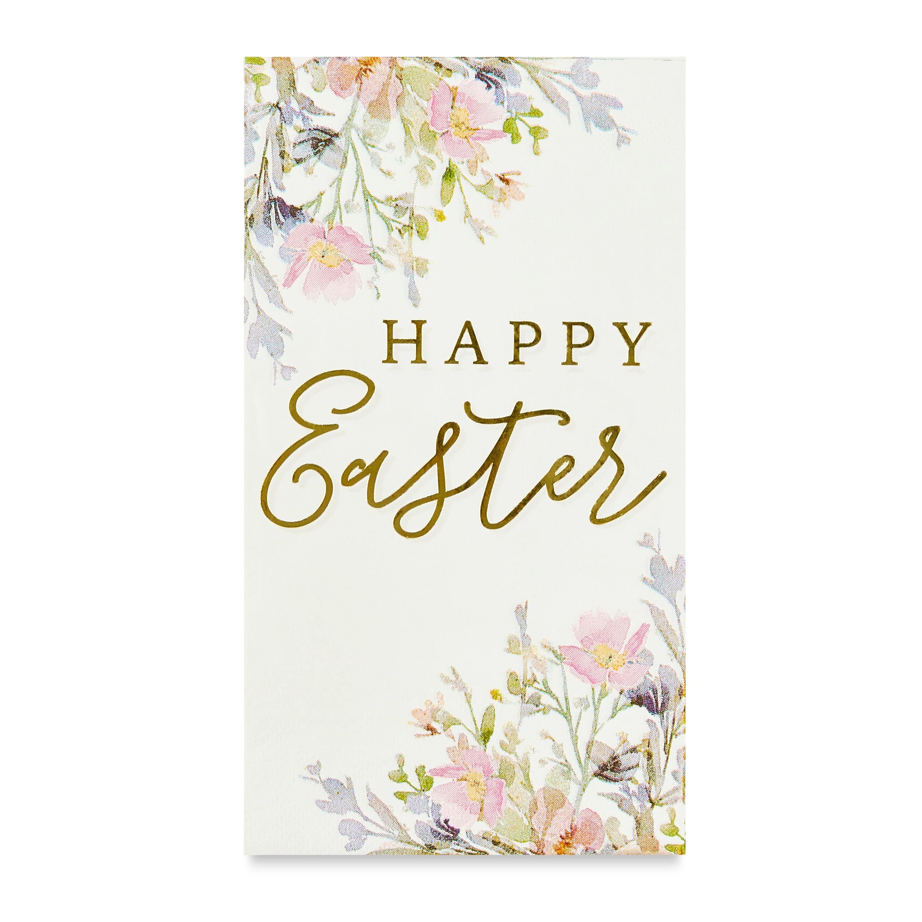 Happy Easter White Gold Foil Floral Guest Napkins, Tissue, 3-Ply, 16 Count, by Way To Celebrate | Walmart (US)