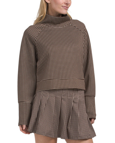 Gingham Printed Weekend Mock Neck Top | TJ Maxx