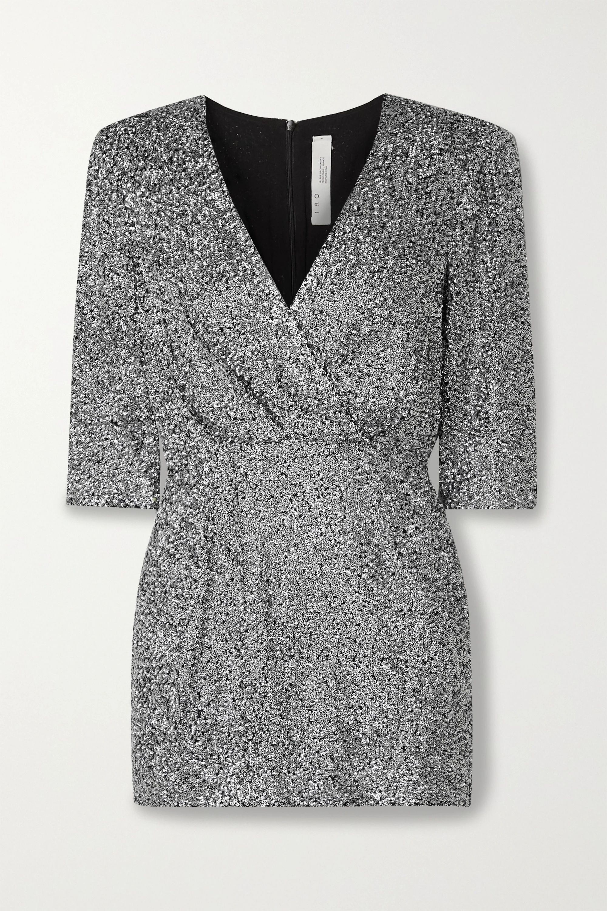 Silver Justify wrap-effect sequined georgette mini dress  | IRO | NET-A-PORTER | NET-A-PORTER (UK & EU)