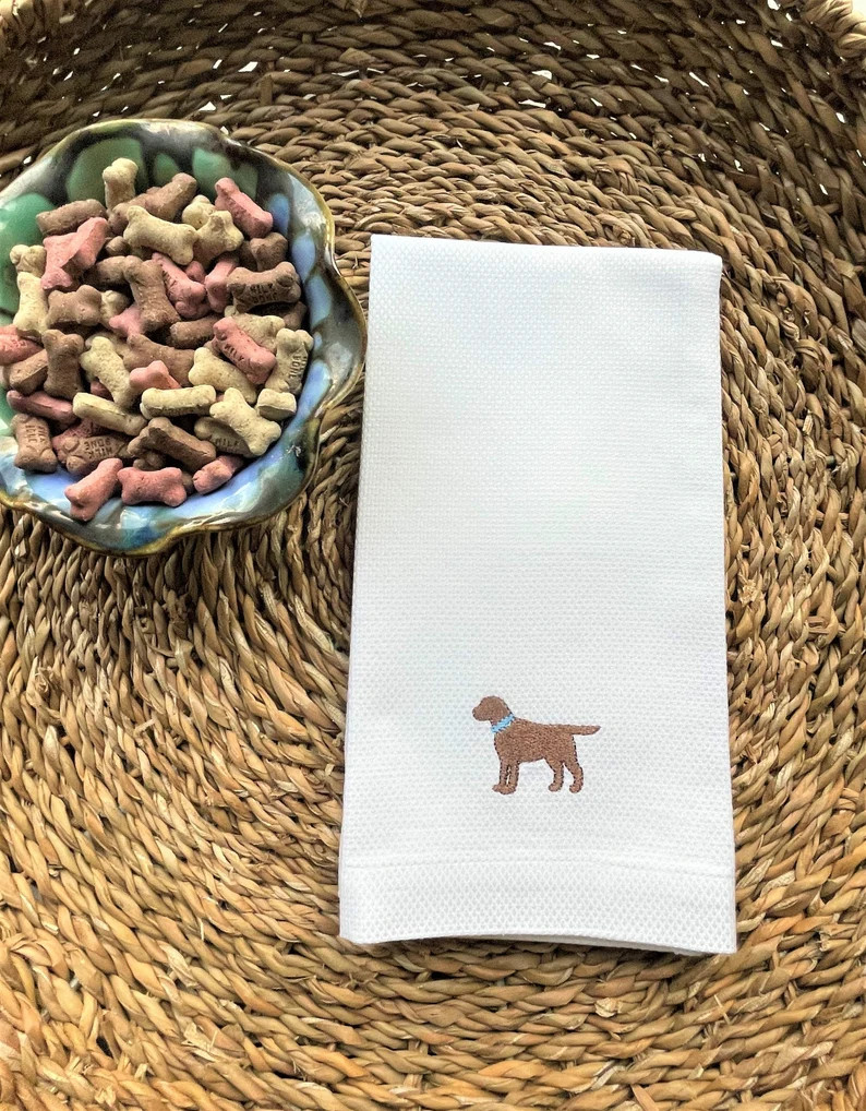 Chocolate Lab Kitchen Towel Embroidered Hand Towel Maine Dish Towel - Etsy | Etsy (US)
