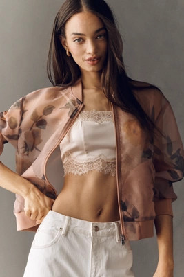 NVLT Floral Organza Bomber Jacket | Anthropologie (US)