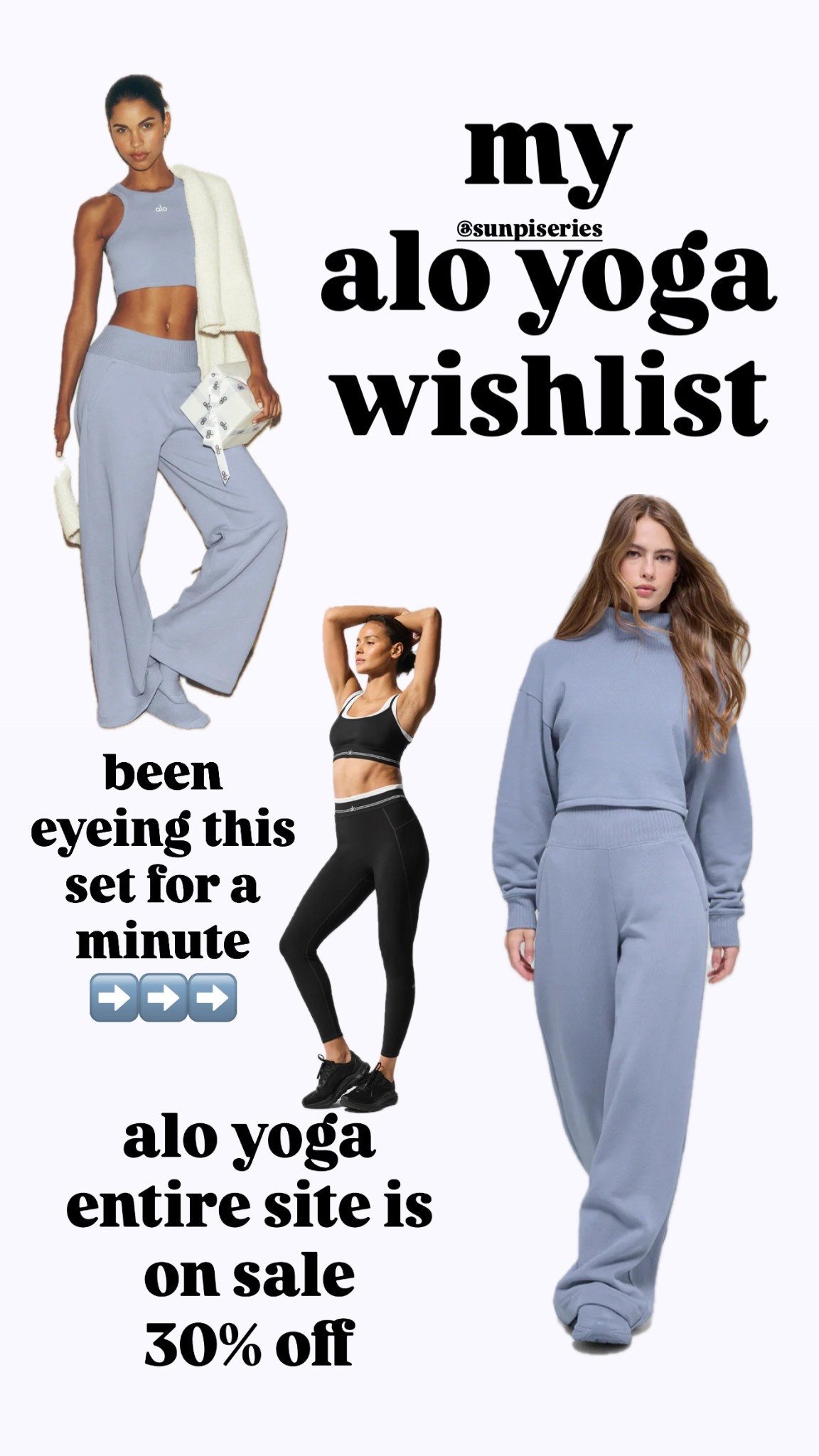 cozy rainy day has me out here online shopping the alo sale ✨ my picks & current wishlist ✨ i wear a small top & medium bottom for reference 🩵 

#LTKGiftGuide #LTKHoliday #LTKActive