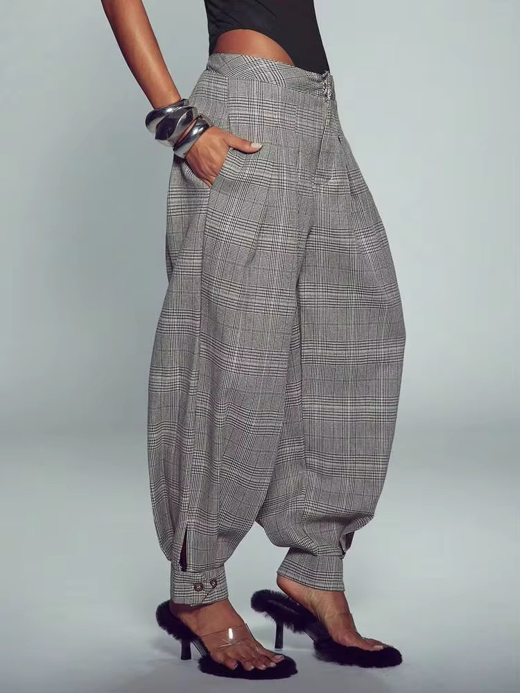 Normani Women's Plaid Pocket Casual Versatile Daily Travel Long Pants | SHEIN