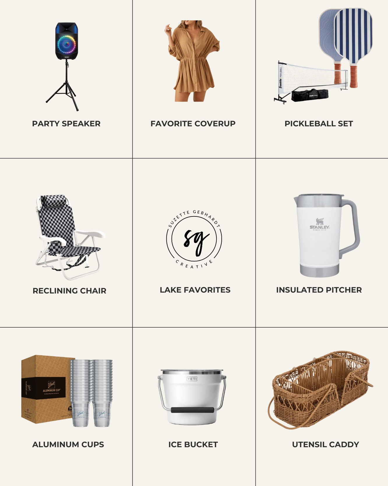 If you’re heading to the lake for Memorial Day or a summer getaway, I have a roundup on my blog of all my favorite lake house essentials. We have lived on the lake for YEARS so I’ve tested tons of  products- these are my favorites!

There’s also a FREE lake packing checklist you can download and print on my blog ✔️.



#LTKParties #LTKSeasonal #LTKHome