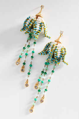 Cascading Beaded Flower Drop Earrings | Anthropologie (US)