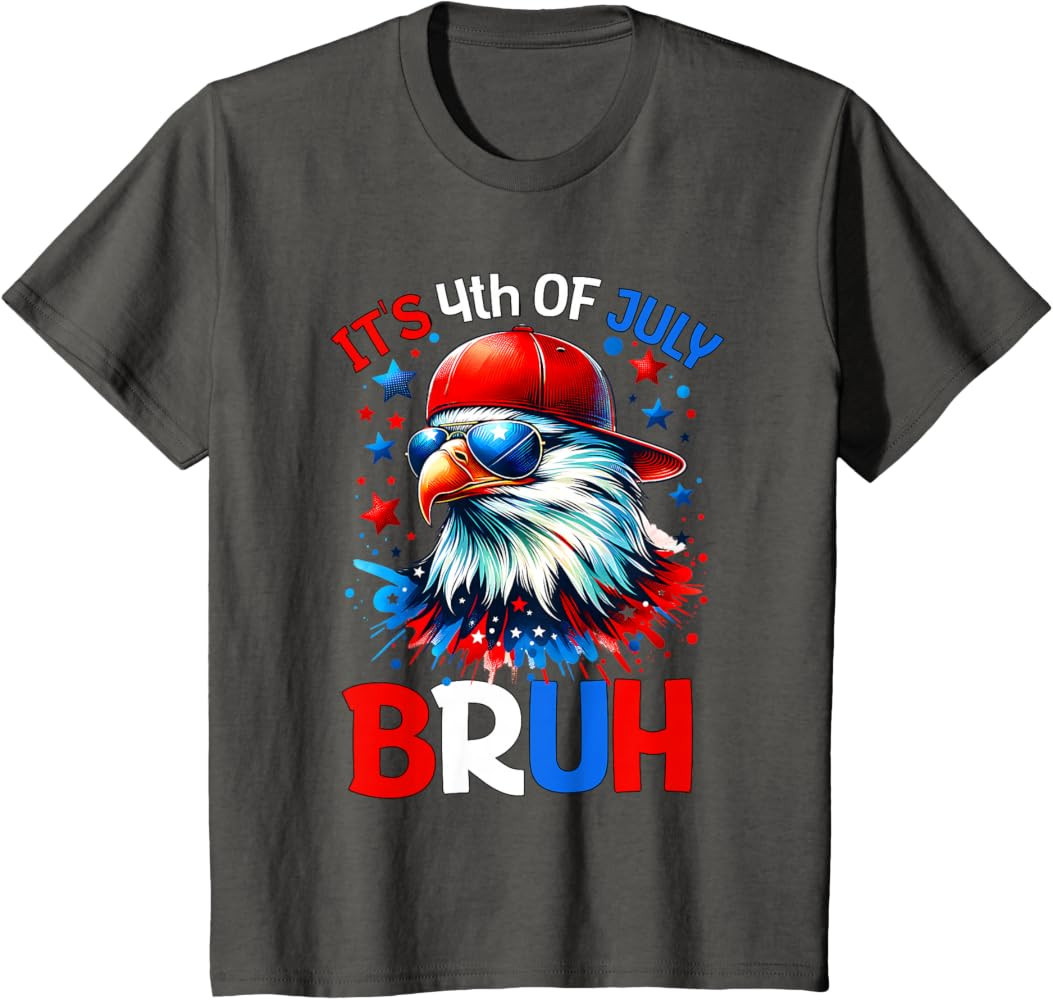 Bruh 4th of July Boys Kids Fourth of July Bald Eagle T-Shirt | Amazon (US)