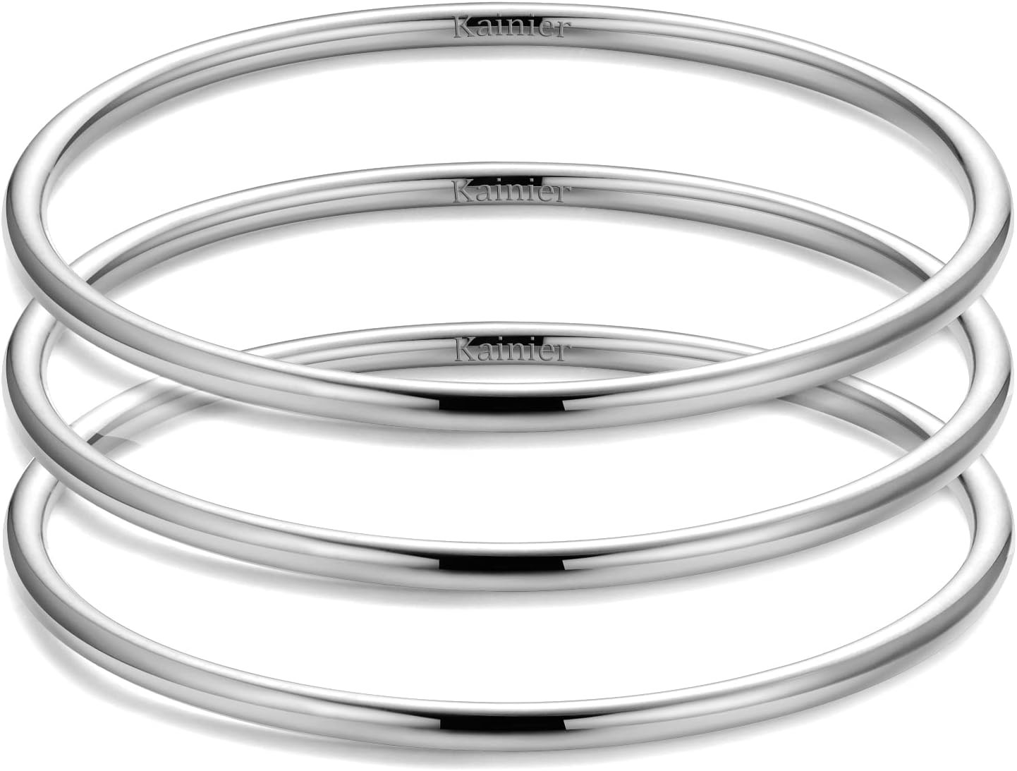 Kainier 3mm 14K Gold Plated Bracelet Stainless Steel Glossy Stackable Thin Round Bangle Bracelet for Women Solid Plain Polished Bracelet Best Gifts for Love | Amazon (US)