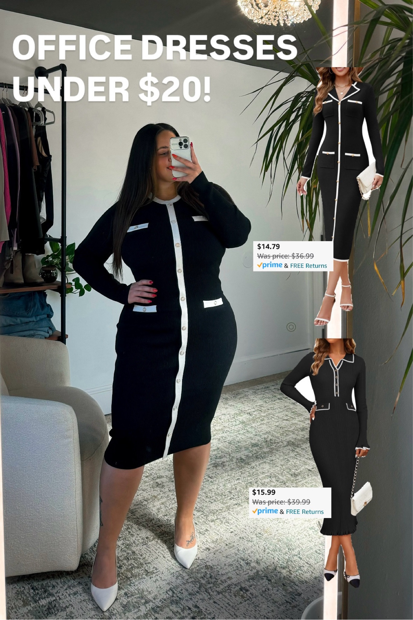 PERFECT DRESSES FOR THE OFFICE, ON SALE FOR UNDER $20! 

5’2” / 230 lbs / size 14-16 

Wearing original dress in a size XL! 

TOP DRESS: MIROL
USE CODE 307ACHC + 30% CLIP COUPON

BOTTOM DRESS: ZESICA 
USE CODE 30YXE5MQ + 30% CLIP COUPON

Codes & coupons only work for a limited time! If you get an error, it may have maxed the color/size you selected.. so try another one 💕

#officewear #officeoutfits #sweaterdress #under25 #affordablefashion #affordableoutfits #outfitinspo #amazonstyle #ltkcurves #businesscasual 

#LTKPlusSize #LTKMidsize #LTKWorkwear