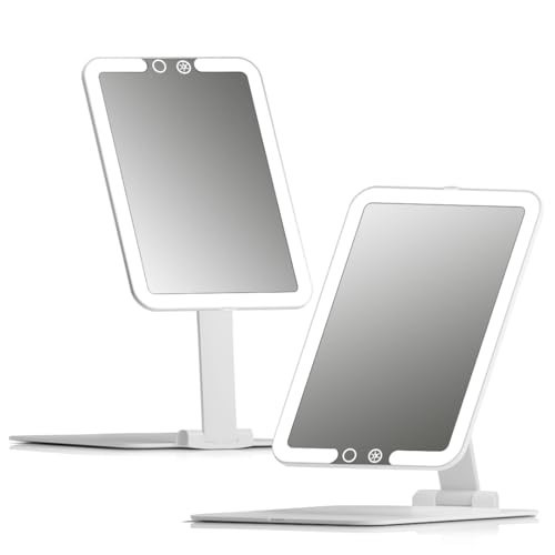 Fancii Rechargeable Travel Makeup Mirror with Bright LED Lights and 3 Color Modes - Ultra Thin, Portable and Lightweight, Touch Dimming, Compact Folding Mirror, Lighted Vanity Mirror, Nora Mini | Amazon (US)