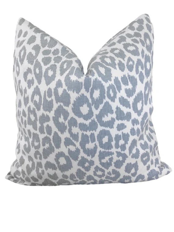 Iconic Leopard Pillow Cover - Schumacher Pillow - Blue Animal Pillow - Blue Leopard Pillow - w/Iv... | Etsy (US)