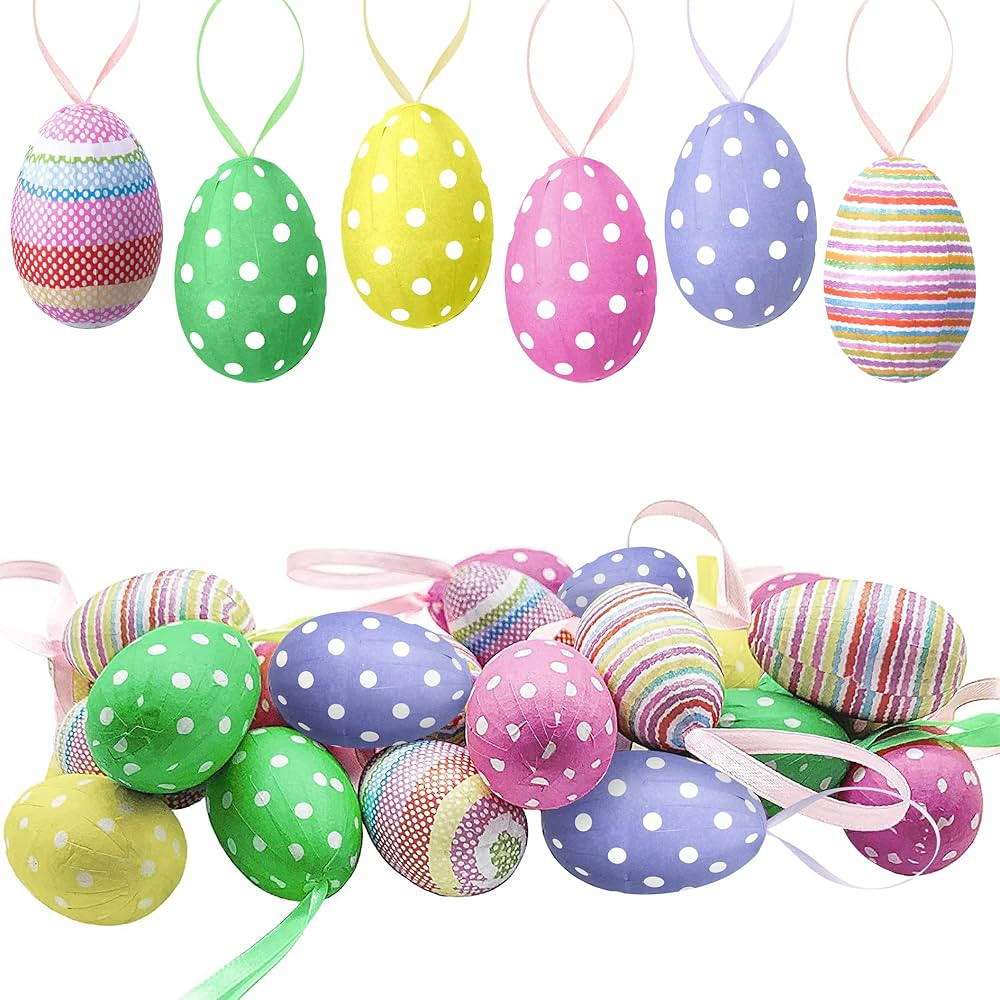 Sfcddtlg 30 PCS Easter Hanging Eggs- Colorful Paper Easter Egg- Easter Tree Ornaments for Party B... | Amazon (US)