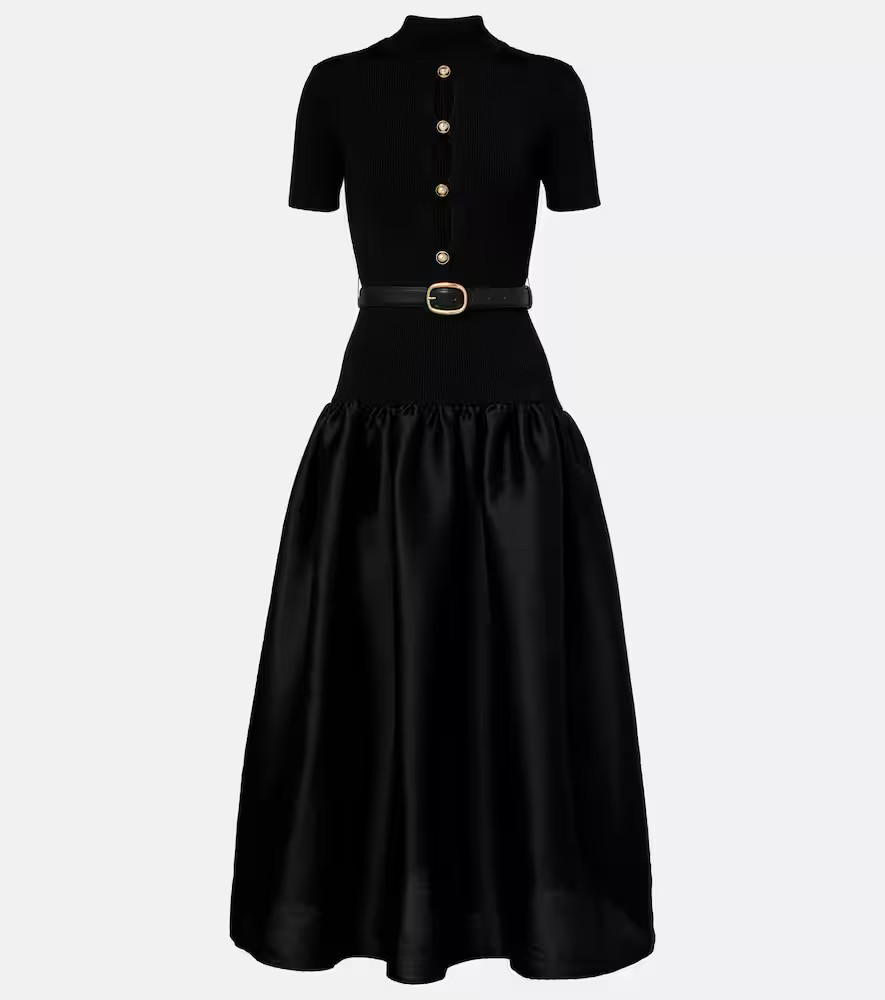 Self-Portrait Belted keyhole cutout taffeta midi dress | Mytheresa (US/CA)