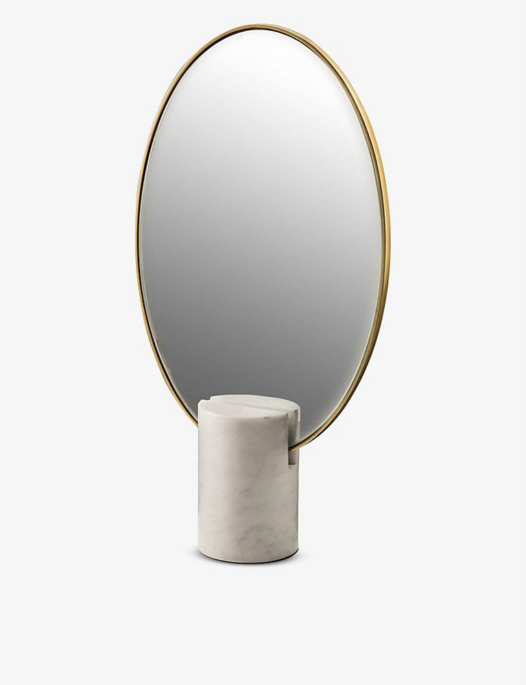 Oval brass-coated marble mirror 40cm | Selfridges