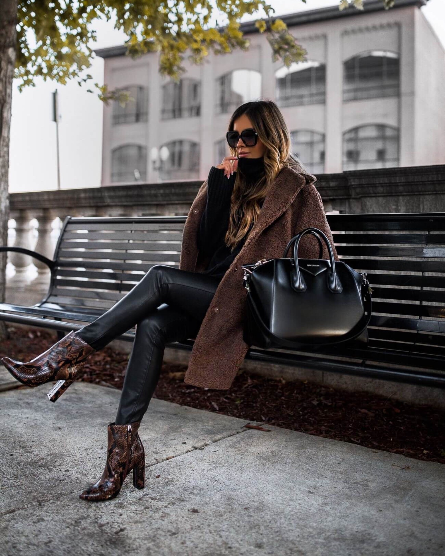 Fall outfit ideas
Similar brown teddy bear coat
Snakeskin booties