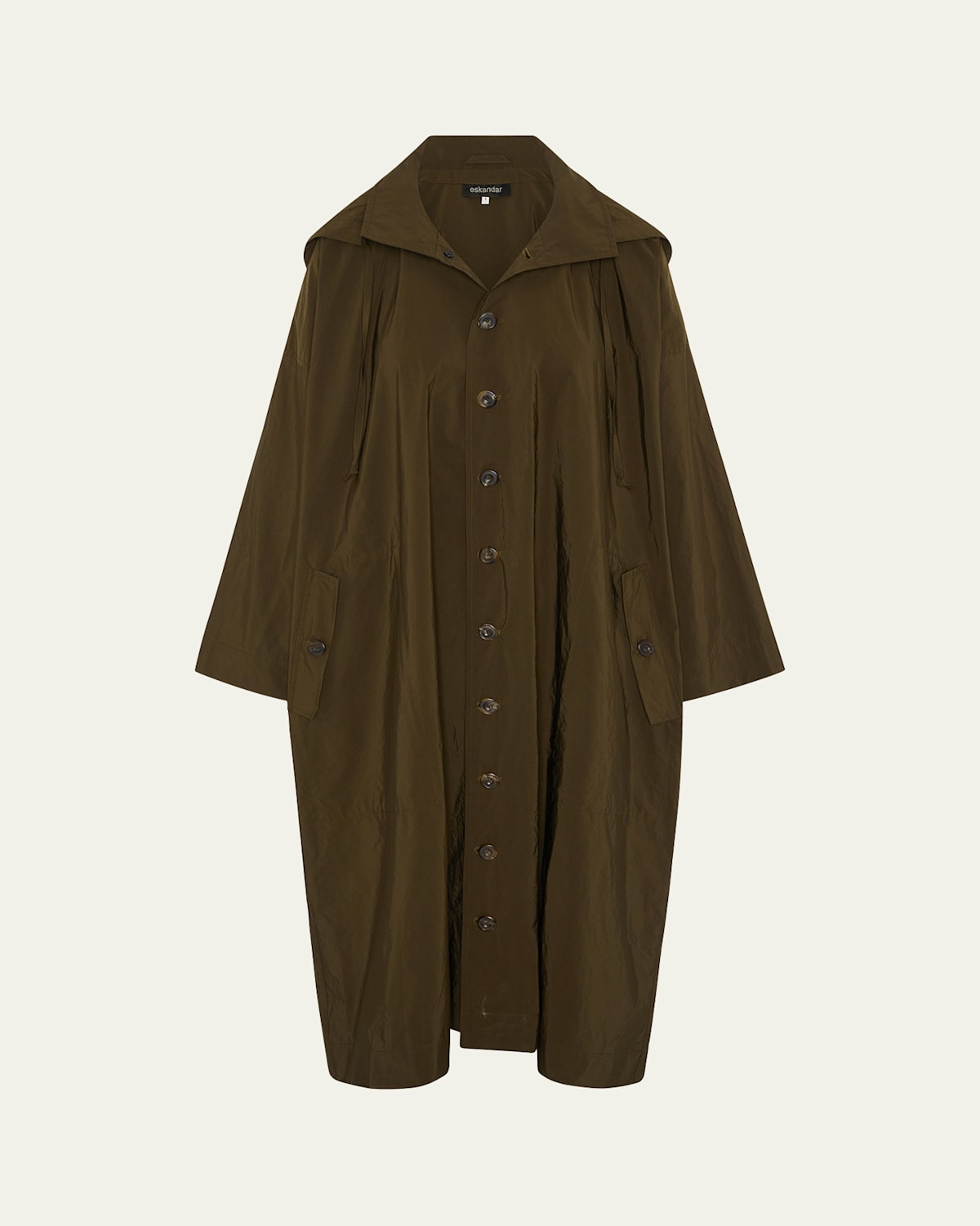 Smaller-Front Larger-Back High-Neck Coat With Button Away Hood (Full Length) | Bergdorf Goodman