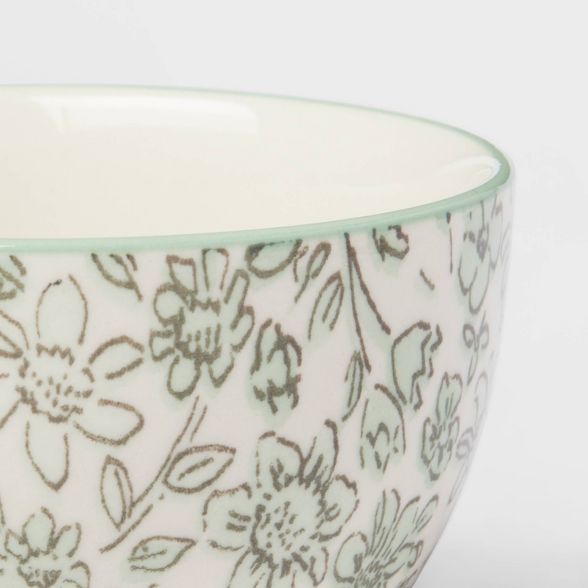 9oz 2pk Stoneware Floral Mini Bowls Green - Threshold™ | Target