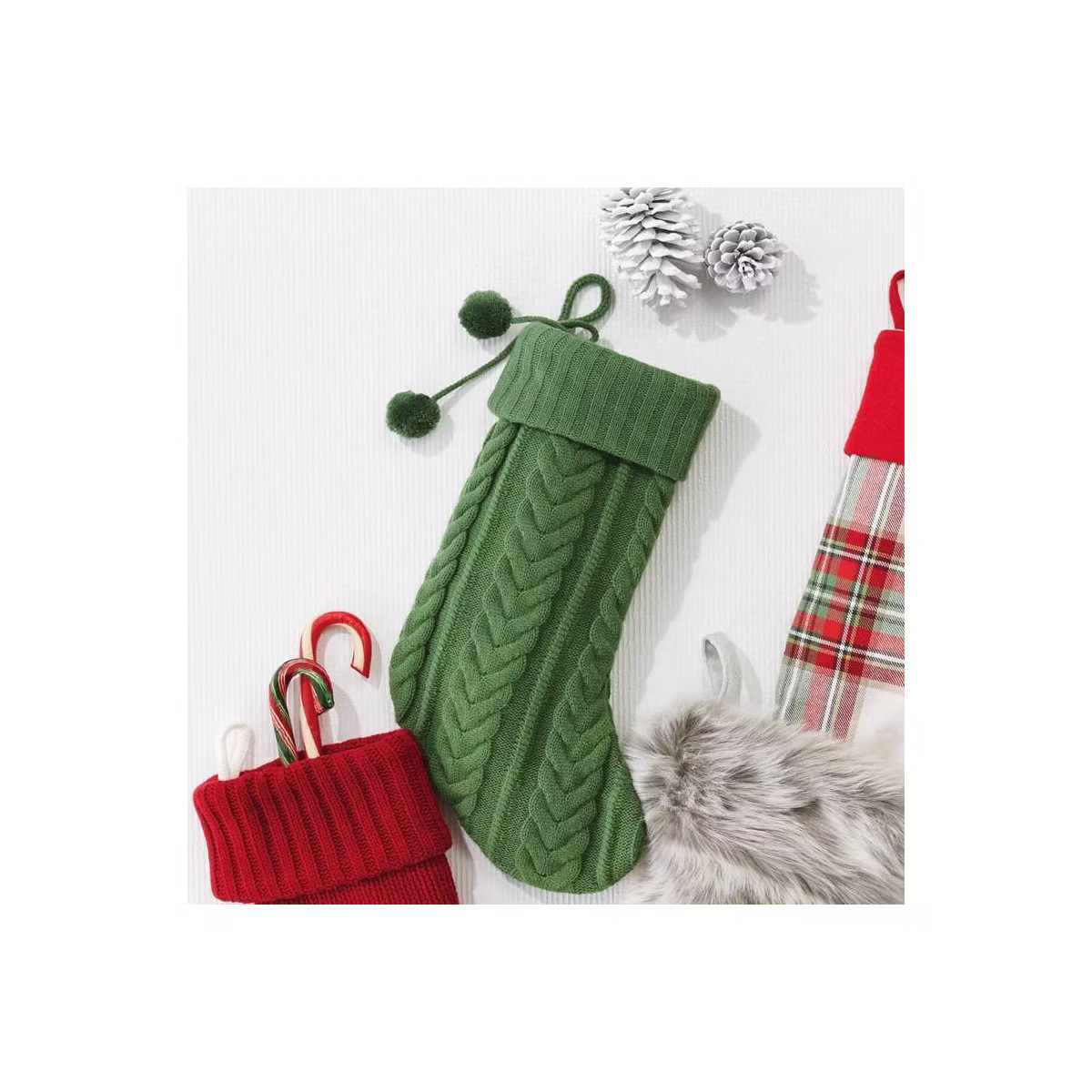 Cable Knit Christmas Stocking Green - Wondershop™ | Target