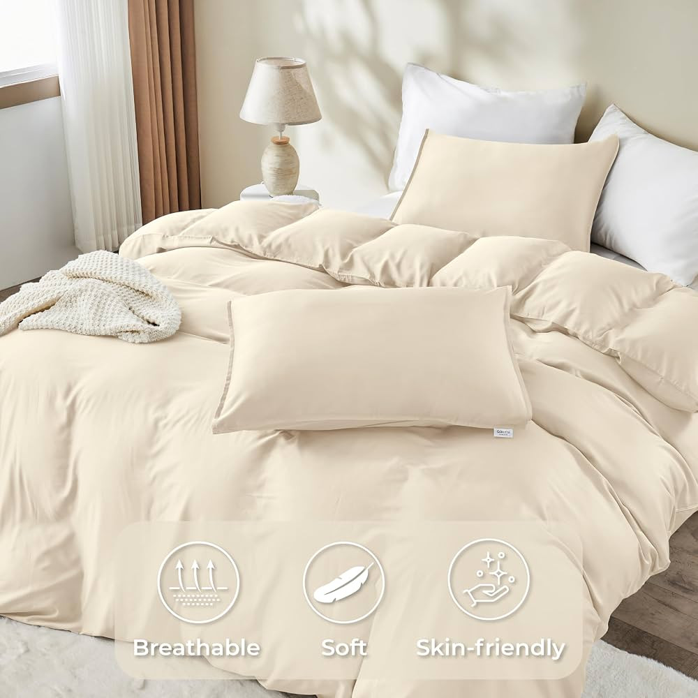 GOKOTTA Duvet Cover Queen Size, Rayon Made from Bamboo, Soft Duvet Cover Set with Button Closure,... | Amazon (CA)