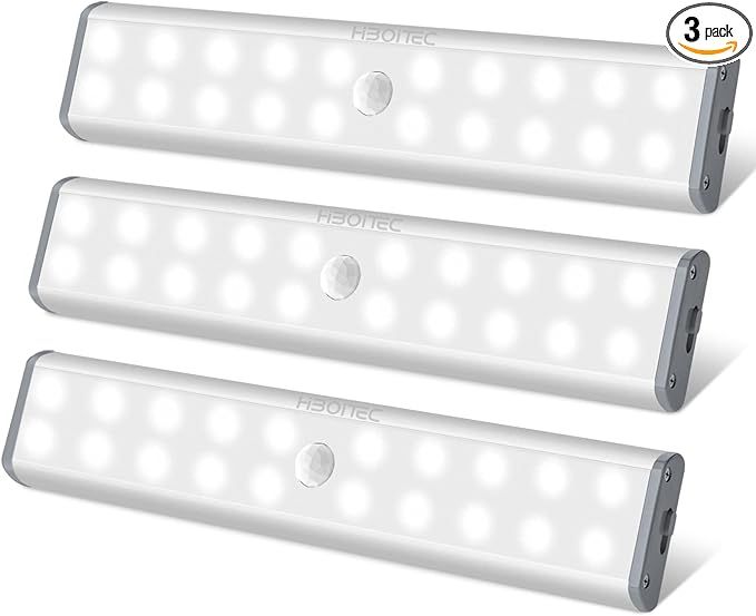 Under Cabinet Lighting Closet Light 20 LEDs 3 Packs, Wireless Rechargeable Cabinet Lights, Magnet... | Amazon (US)
