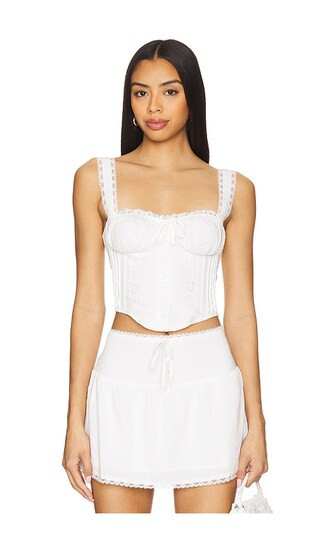 MORE TO COME Elaine Corset Top in White. - size L | Revolve Clothing (Global)