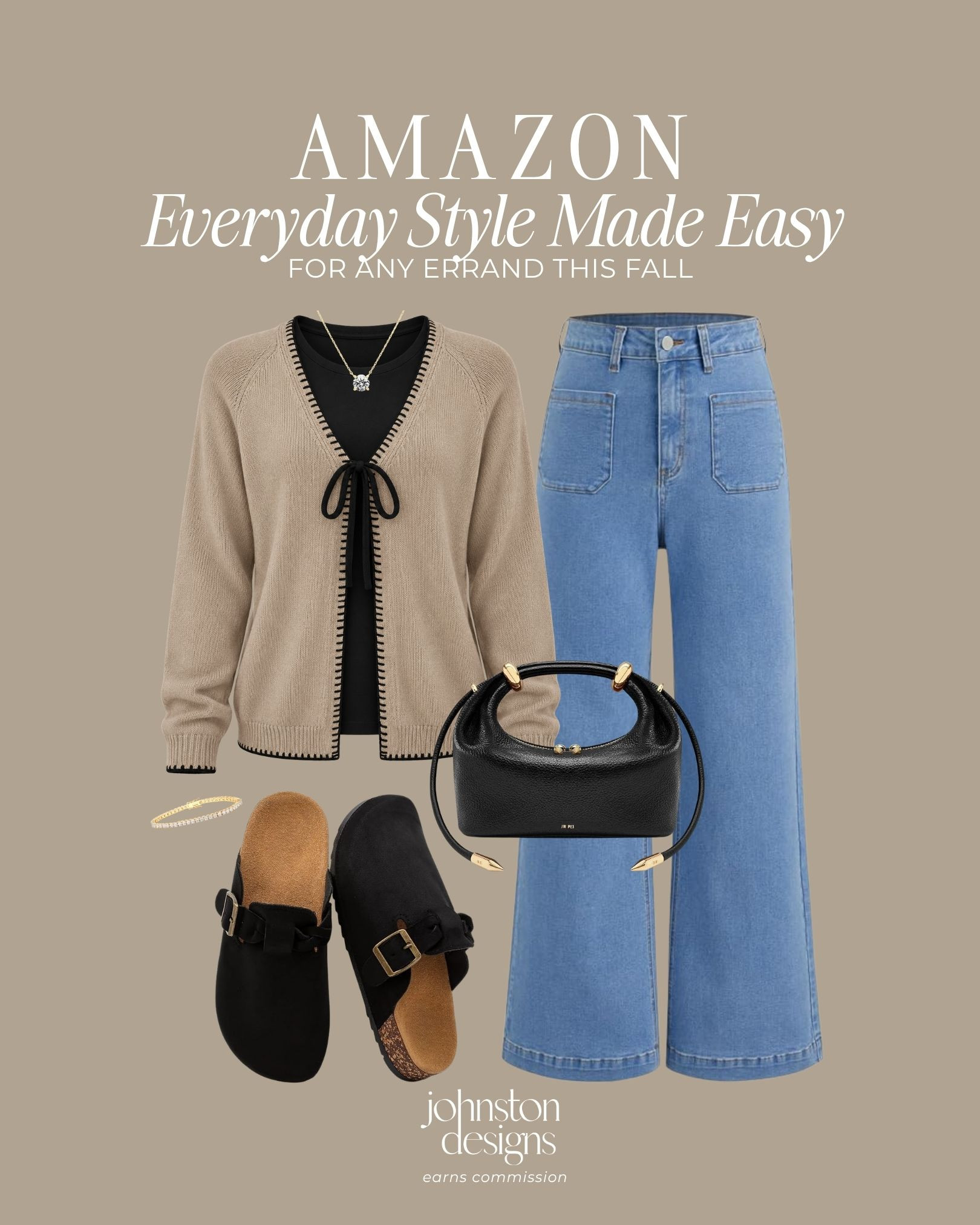 Casual fall outfit with a neutral bow-tie cardigan, black layering tee, wide-leg jeans, and black clogs. 🤎 An easy everyday look for running errands, coffee dates, or a casual weekend.

#falloutfit #casualfalloutfit #everydayoutfit #neutraloutfit #bowcardigan #widelegjeans #blackclogs #weekendoutfit #fallstyle #amazonfashion 

 #LTKootd
