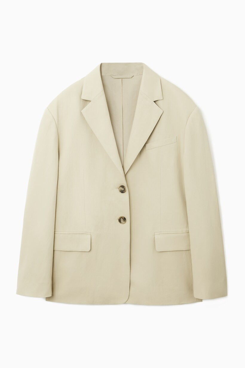 OVERSIZED OPEN-BACK LINEN-BLEND BLAZER | COS (AU)