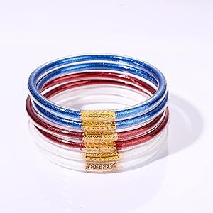FAERLIIRY Mardi Gras Bracelets Glitter Jelly Bangles Glitter Filled Jelly Silicone Bracelets for ... | Amazon (US)