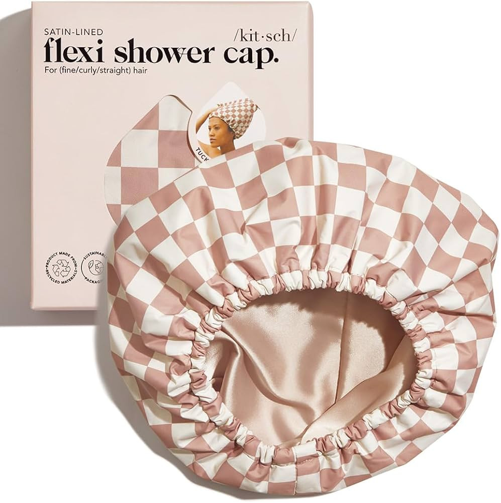 Kitsch Luxury Shower Cap for Women Waterproof - Flexi Satin Lined Shower Cap, Reusable Shower Cap... | Amazon (US)