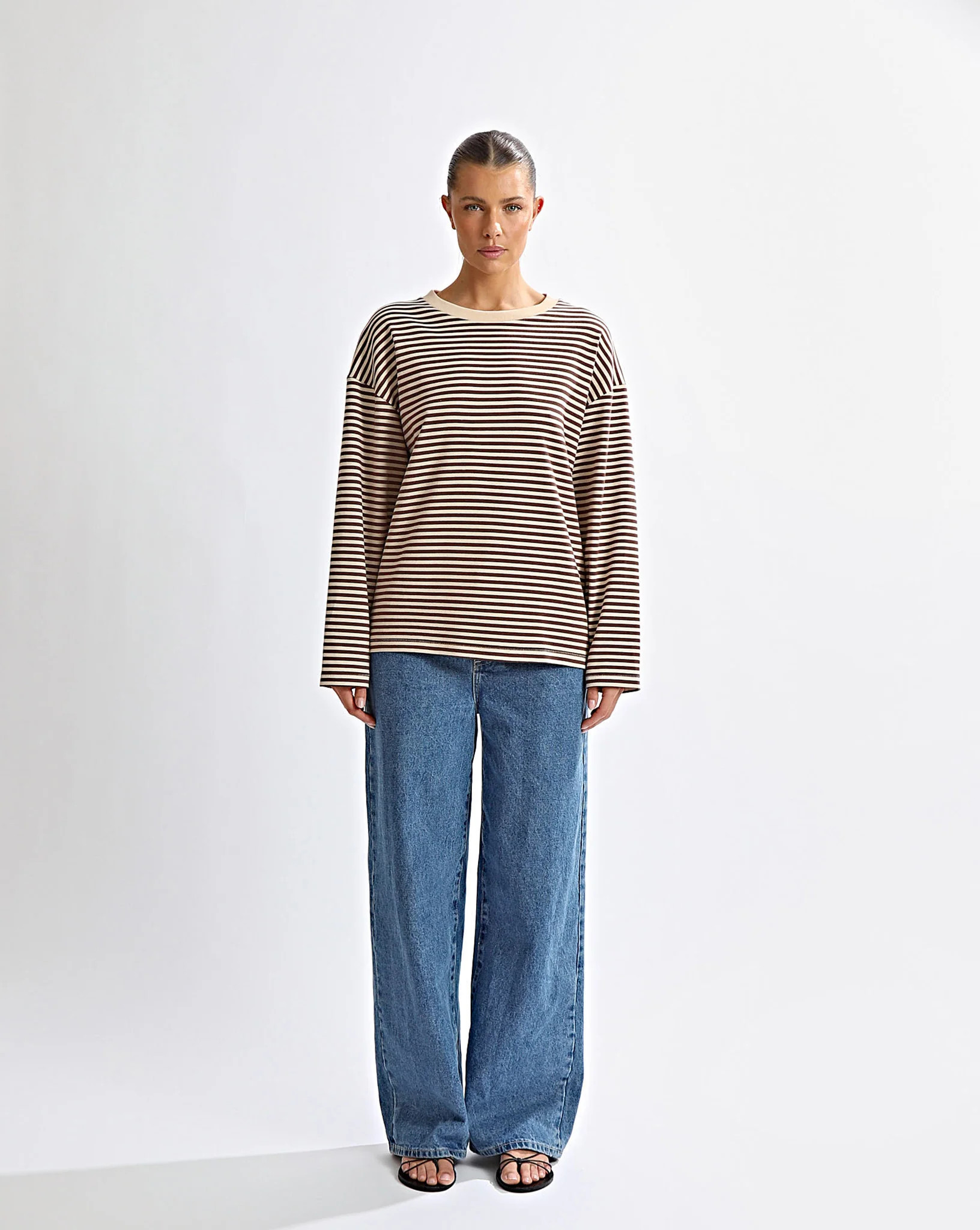 Milan Long Sleeve Top Coffee/Cream | One Mile