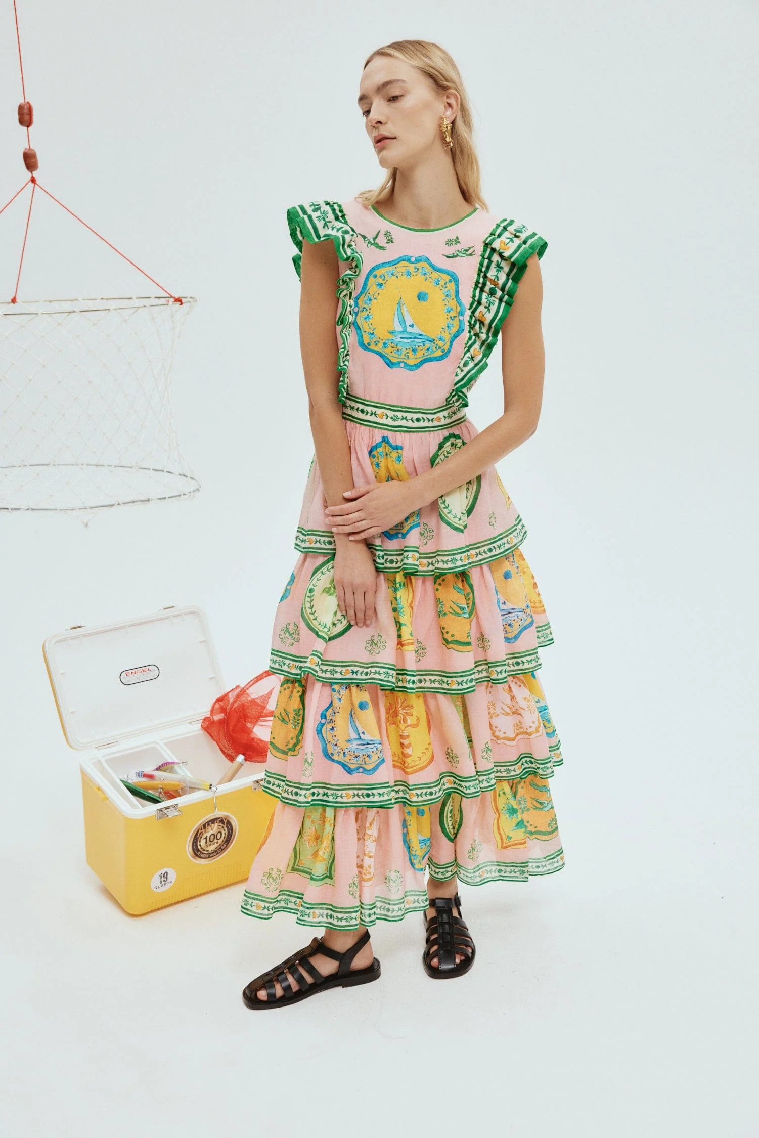 PORCELAIN FRILL MIDI DRESS | Alemais (AU, US, UK)