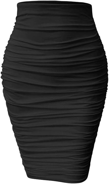 YMDUCH Women's Sexy Ruched Bodycon Elasticity Tight Casual Club Pencil Skirt | Amazon (US)
