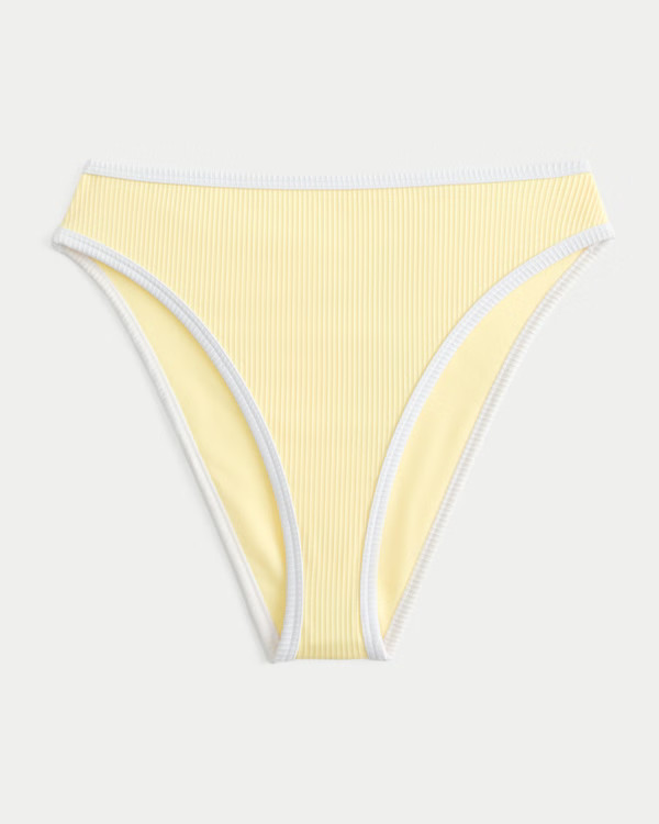 Curvy High-Leg High-Waist Ribbed Cheeky Bikini Bottom | Hollister (US)