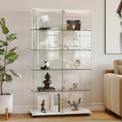 Glass Display Cabinet with 5 Shelves | Wayfair North America