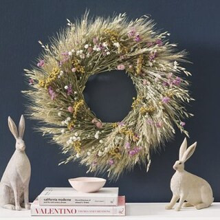 Dried Wildflower Wheat Wreath, 22" | Grandin Road