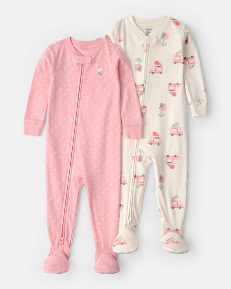 Baby Girl 2-Pack Ice Cream Truck 100% Cotton Snug Fit 1-Piece Pajama - Pink/Ivory | Carter's Inc