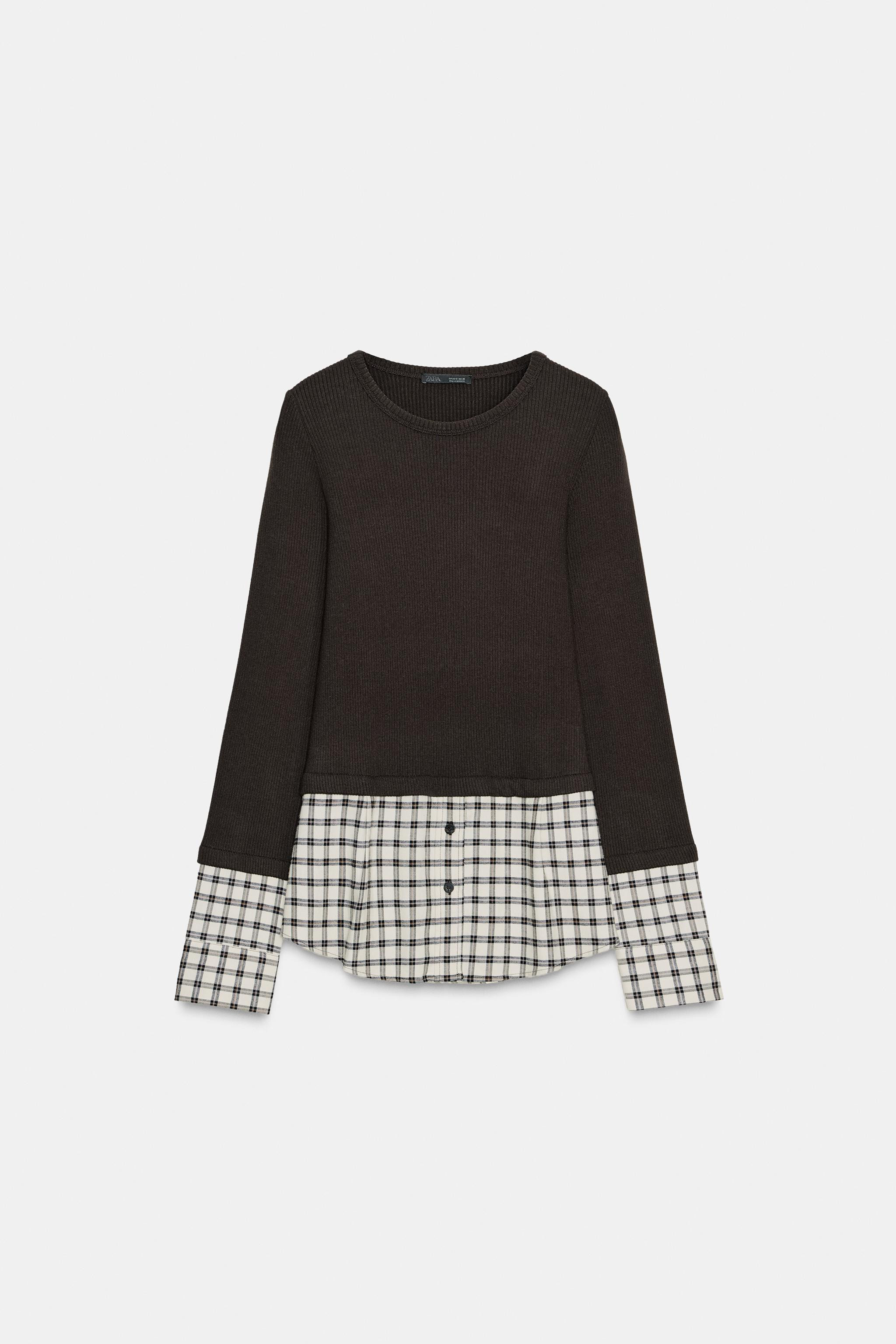 CONTRAST PLAID T-SHIRT | Zara US