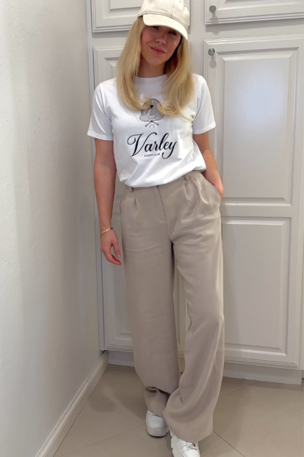 Tee
Pleated pants 
Tennis tee

acation outfit
Date night outfit
Spring outfit
#Itkseasonal
#Itkover40
#Itku

#LTKshoecrush #LTKfindsunder100