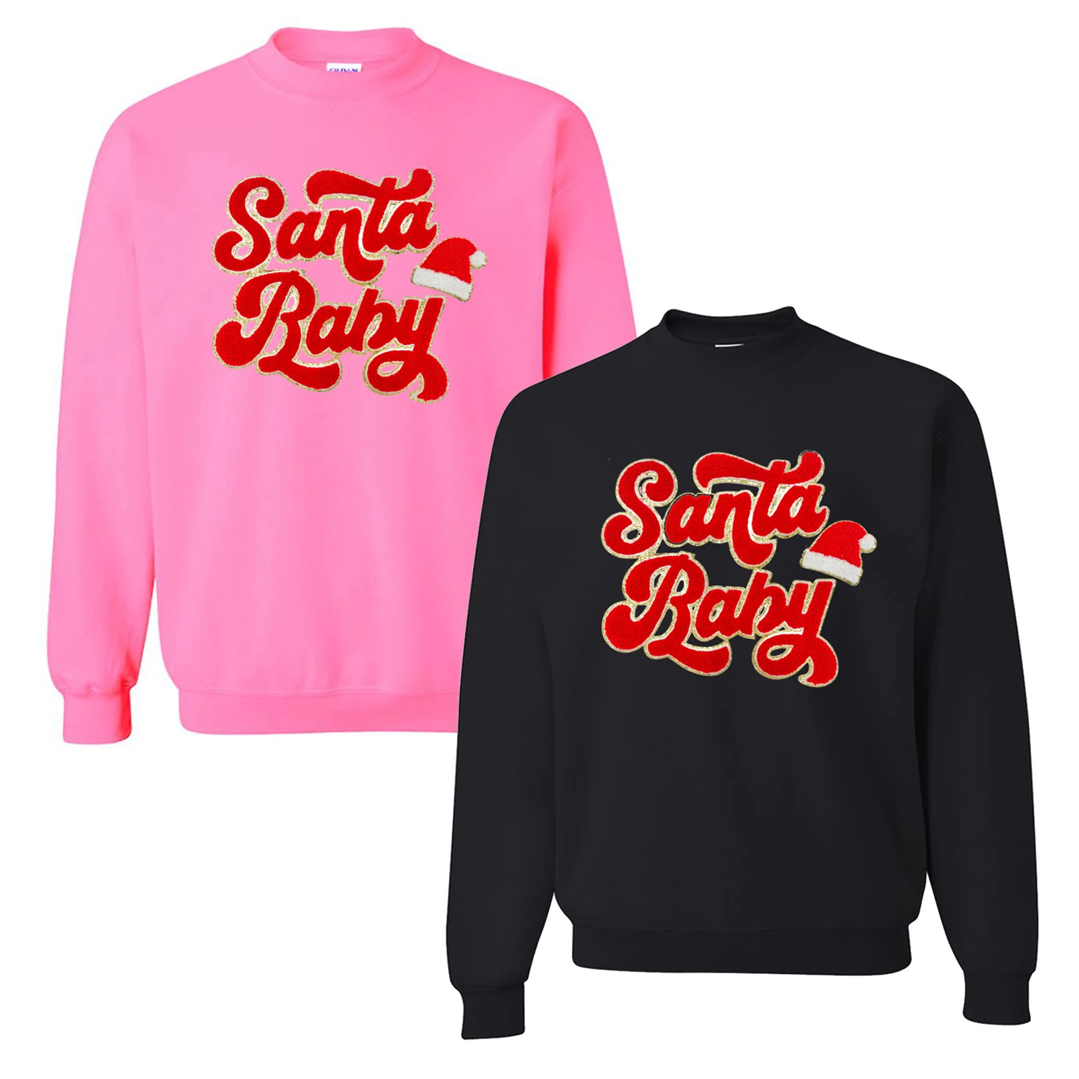 Santa Baby Letter Patch Crewneck Sweatshirt | United Monograms