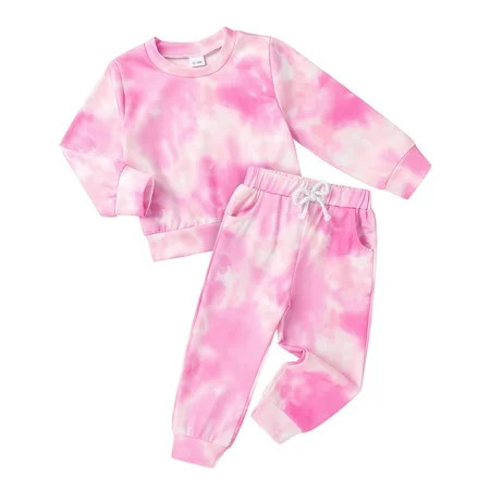 Younger Tree Toddler Baby Girl Sweatshirt Set Kid Fall Long Sleeve Crew Neck Sweatsuit Clothes Outfits for 2-3T | Walmart (US)
