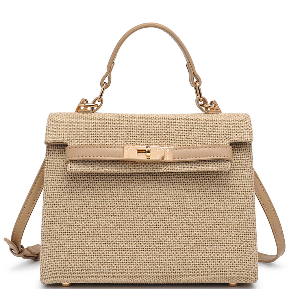 Trina Tan Canvas Textured Handle Satchel Handbag | Benaar La